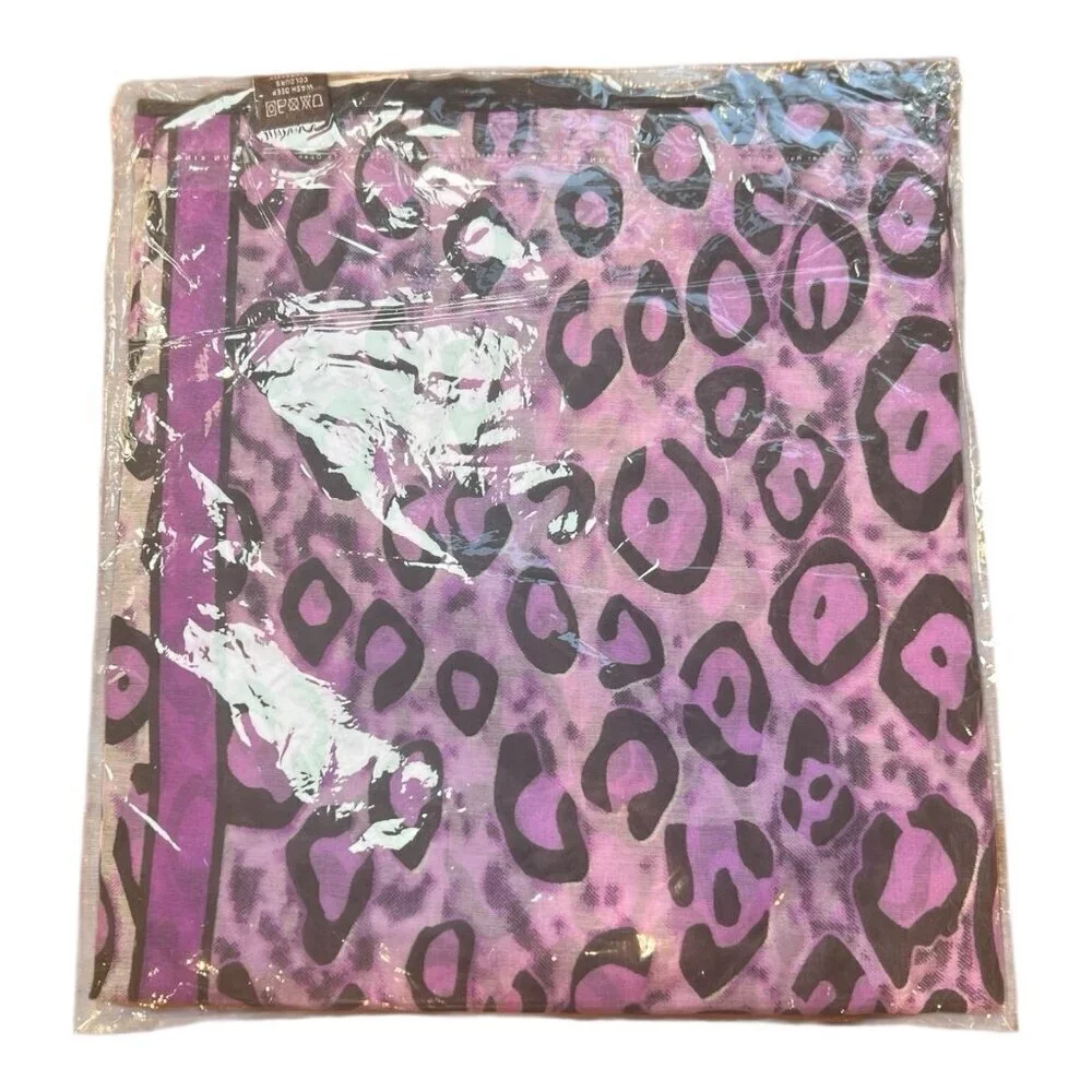 Raj Anthropologie 100% Cotton Scarf Purple Animal Print Made In India 58”x58”